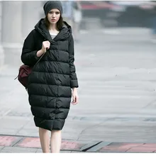 Женское длинное пуховое пальто свободный стиль зимнее пальто большой подол пуховое пальто