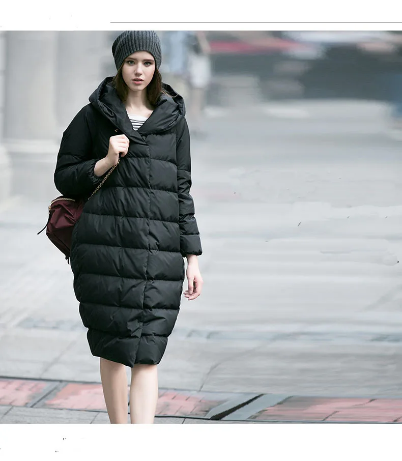 Women Long Down Coat Loose Style Winter Coat Large Hem Down Coatin