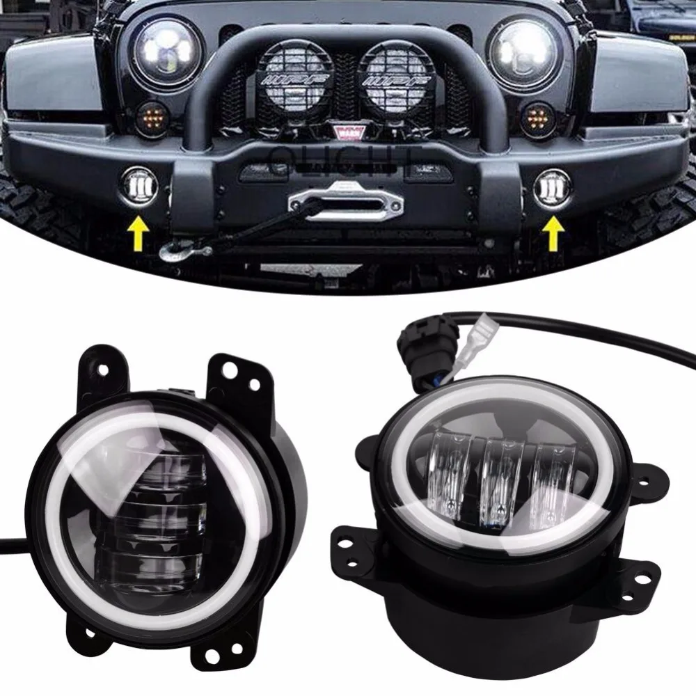 4 &quotсветодиодный туман светильник гало кольца Ангельские глазки для Jeep Wrangler
