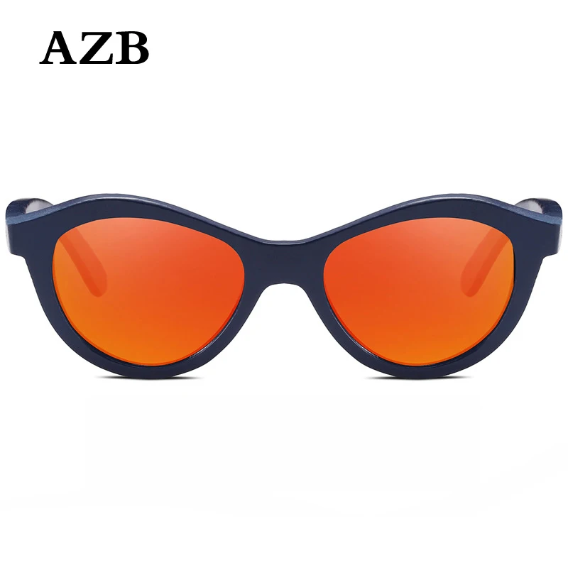 Детские поляризованные солнцезащитные очки AZB винтажные в бамбуковой оправе с