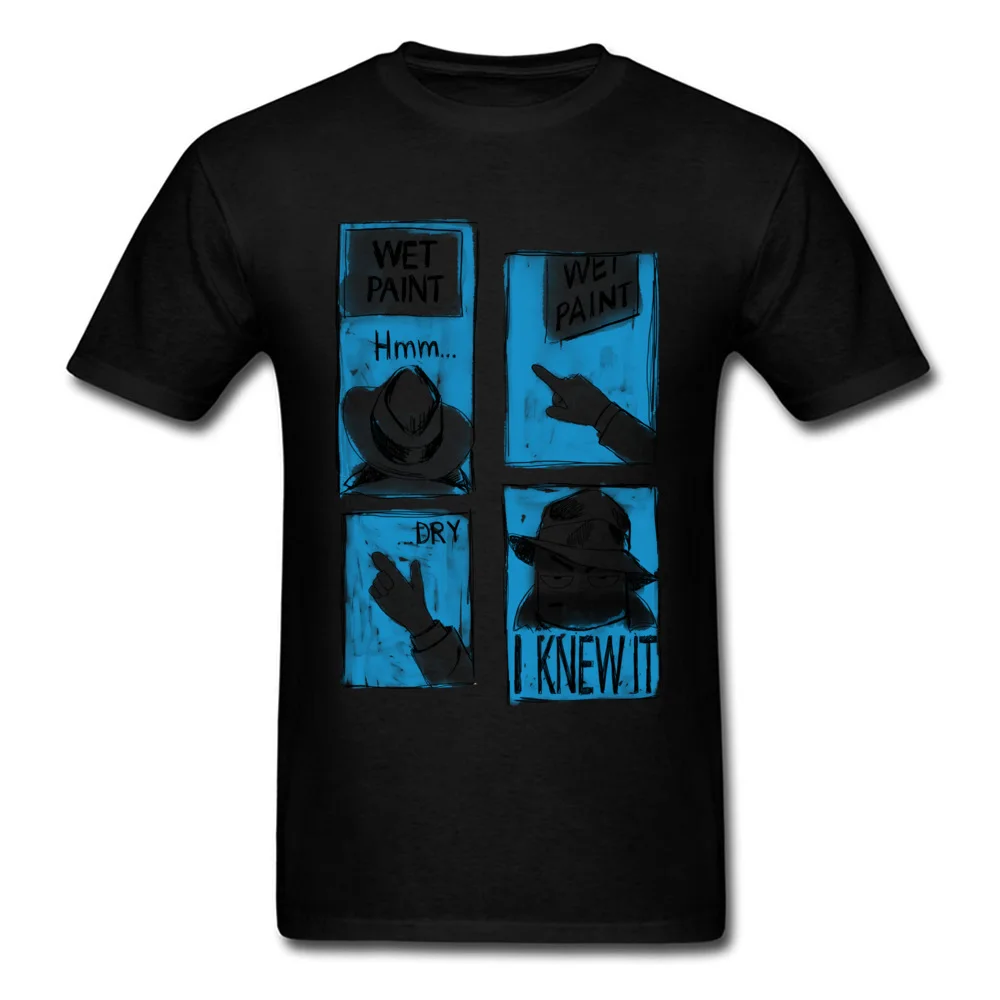 Funny Wet Paint Detective Newest comfortable T-shirts Round Neck 100% Cotton Short Sleeve Tops & Tees for Men Tshirts Lovers Day Funny Wet Paint Detective black