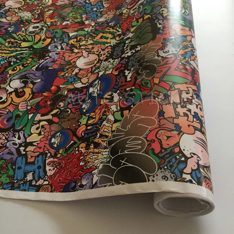 Cartoon skull sticker bomb car vinyl wraps 9
