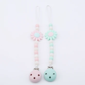 

Cute Fashion Baby Silicone Teething Dummy Pacifier Clip Bead Infant Soother Nipple Strap Chain Gift Leash Strap