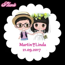 100 шт. Свадебные Self-бумажные наклейки коробка конфет Стикеры s Свадебная пригласительная наклейка собачий жетон на Свадебные торжества