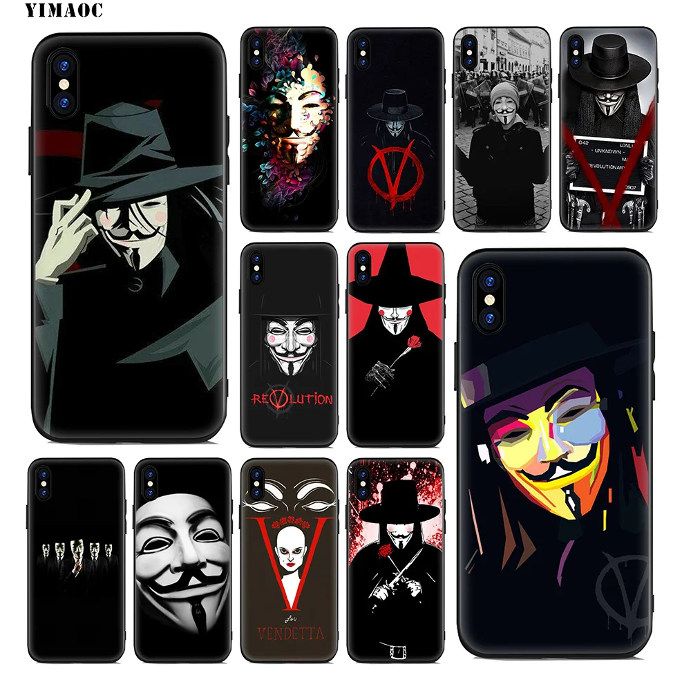 YIMAOC V для Vendetta Skull Мягкий силиконовый чехол iPhone 11 Pro Xr Xs Max X или 10 8 7 6 6S Plus 5 5S SE |