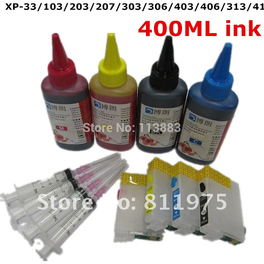 Refillable ink cartridge for EPSON XP 33/XP 103/XP 203/2XP 07/XP 303/3XP 064XP 403/XP 406/XP 313 