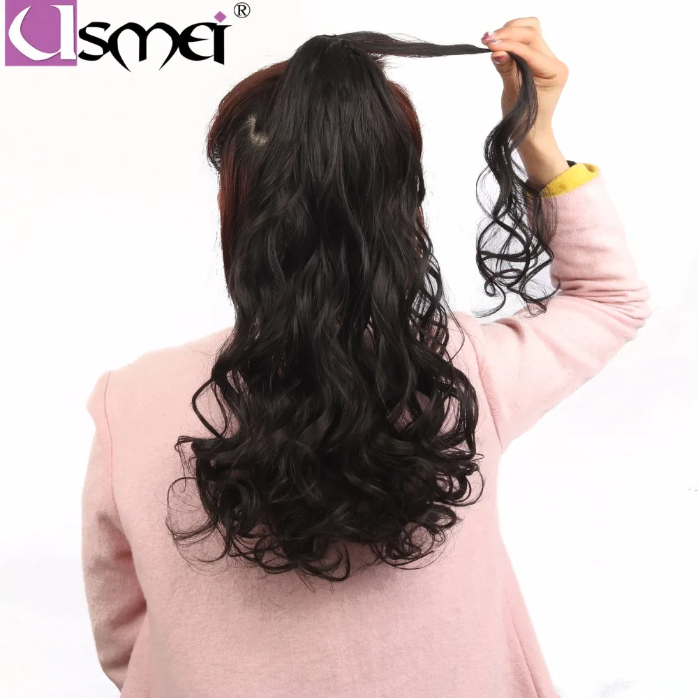 

Usmei Hair 22 Long Bouncy Curly Synthetic Wrap Around Hairpieces Fake Hair Ponytail Extensions 120g High Temperature Fiber women