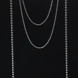 S925 стерлингов Серебряные ожерелья для Для женщин оригинальный дизайн Винтаж круглые бусины Цепочки и ожерелья для мужские черные из
