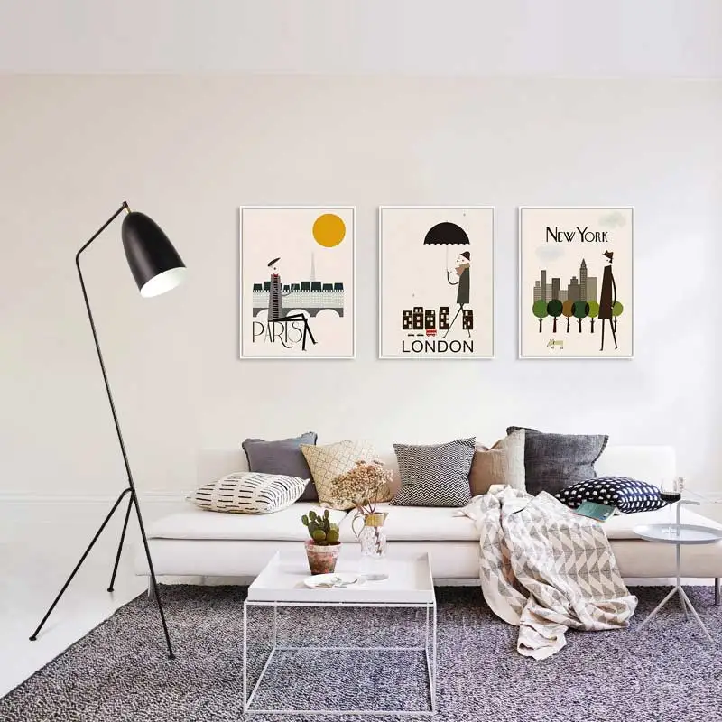 

Modern Design Floor Lamp Lustres Living Room Bedroom Foyer Standing Light Fixtures Decor Home Lighting Black Metal E27 110-220V