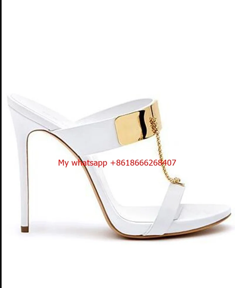

Women Slippers Sandals Thin High Heel Thick Bottom Platform Flip Flop Chains Ultra High Heel Mule Slide Shoes