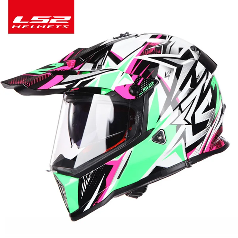 

LS2 MX436 off road motorcycle helmet with sunshield Moto-Cross motocross helmet double lens racing moto ECE certification