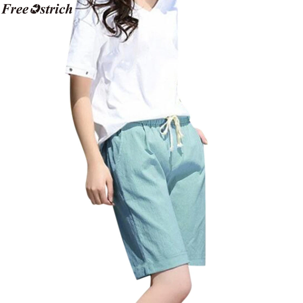 FREE OSTRICH High Waist Lace Up Capris Women's Pants Cuffs Loose Trousers For Women 2019 Summer Beach Clothes Woman Plus Size FREE OSTRICH High Waist Lace Up Capris Women's Pants Cuffs Loose Trousers For Women 2019 Summer Beach Clothes Woman Plus Size