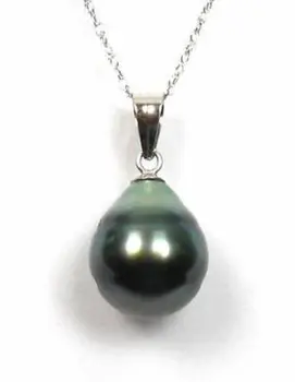 

wan Genuine natural tahitian peacock green pearl Pendant match silver chain