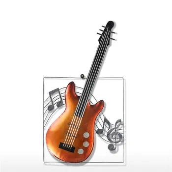 

63cm Guitar Musical Elements Figurine Ornament Modern Metal Home Decor Wall Hangings Music Theme Instrument Craft Gift R2100