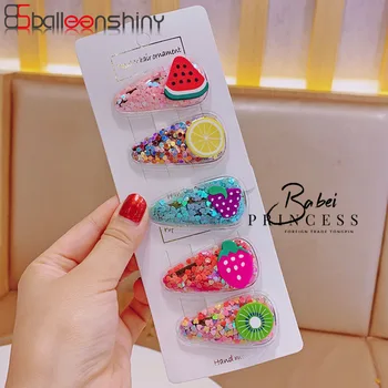 

Balleenshiny Ins Soft Pottery Fruit Color Quicksand Transparent Children's Hair Clip Super Shiny Piece Baby BB Clip Side Clip