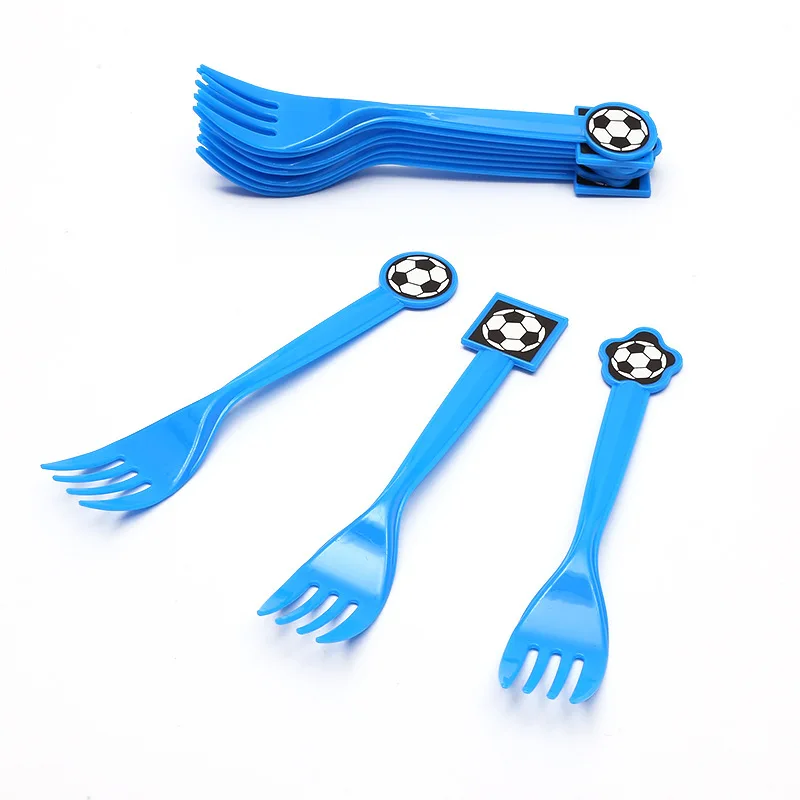 

10pcs/lot hot Cartoon football theme Party Decoration Knife cross Spoon baby shower boys easter wedding decor Disposable tablewa