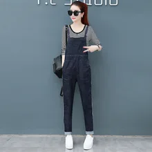 Модный джинсовый нагрудник для женщин корейский versionNew комбинезон с завышенной талией весна осень Дикие повседневные брюки для ног хлопковые брюки женские