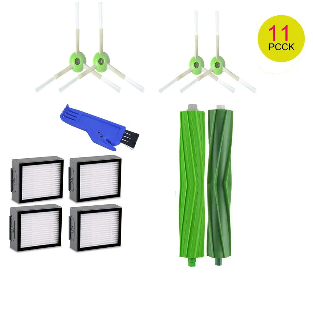 

For iRobot Roomba i7 i7+ i7 Plus E5 E6 E7 Robot Vacuum Cleaner Spare Parts Set 1 Set Roller Brush + 4 Side Brush + 4 HEPA Filter
