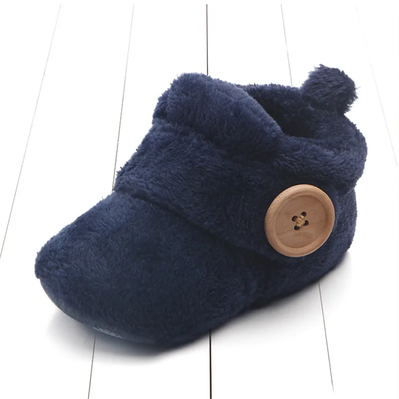 Милая теплая Дизайнерская обувь для маленьких девочек и мальчиков; обувь для малышей; мягкие тапочки; Милая обувь; зимняя Нескользящая теплая обувь для малышей - Цвет: Blue