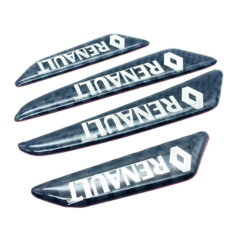 FDIK 4pec/set for Renault 3D Carbon Fiber Vinyl The door crash bar Side Door Edge Protector Protective Strip Scrape Guard
