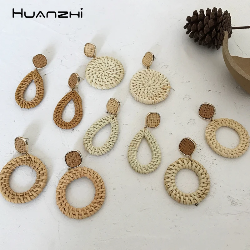 HUANZHI 2019 Новые Романтические летние полые геометрические винтажные Ротанговые