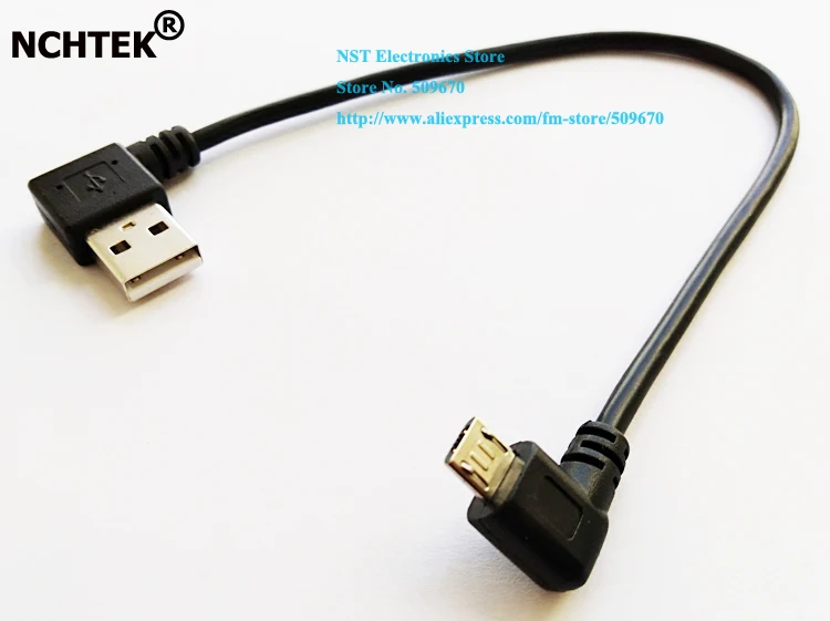 NCHTEK Left Angled USB 2.0 A Male to Right Micro Connector Cable About 25CM/Free Shipping/2PCS | Обустройство дома