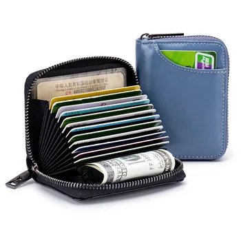 

2018 New Cowhide Organ Card Organizer Zipper RFID Credit Card Holder for Men Women Multi-functional Bank Cards Pack Tarjetero