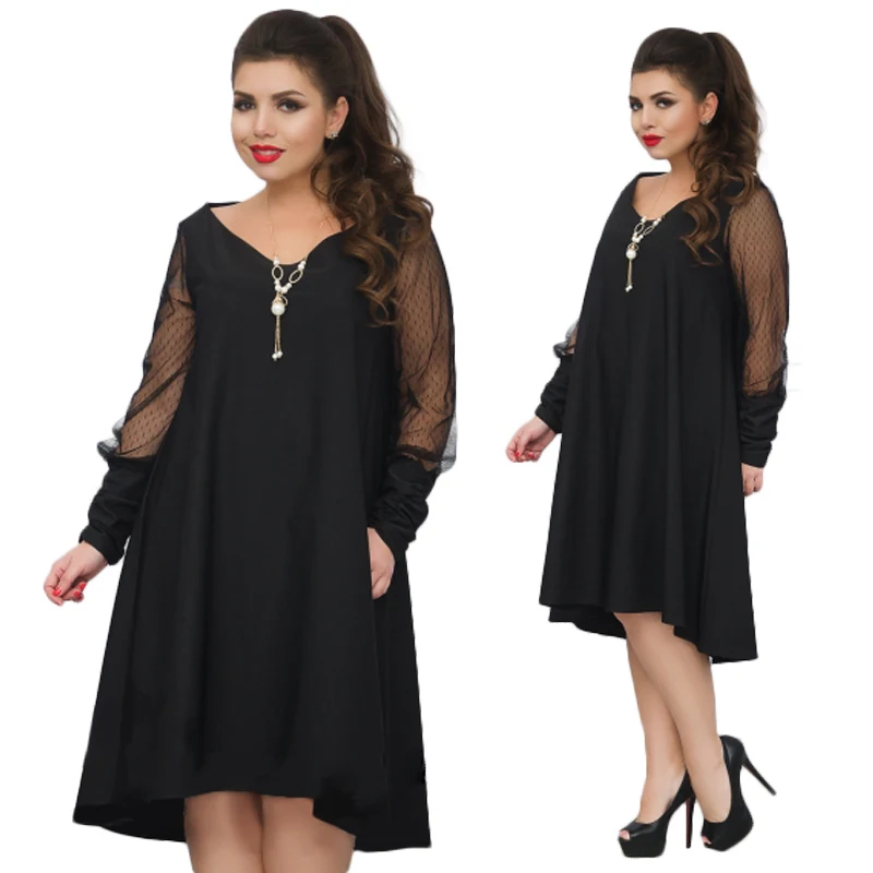 Plus size Elegant women dress mesh party dress 5XL 6XL large size loose summer dress casual black beach dress female vestidos