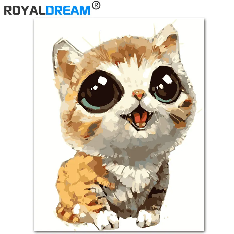 

ROYALDREAM Cute animal DIY Painting By Numbers Kit Acrylic Paint By Numbers HandPainted Oil Painting On Canvas for Living Room