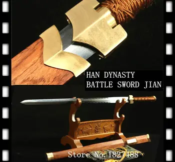 

41' DAMASCUS FOLDED STEEL CLAY TEMPERED BLADE SHARP CHINESE HAN DYNASTY BATTLE SWORD JIAN