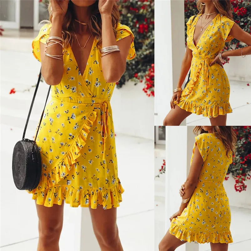 HOT sell summer dress 2018 beach dress Women Sexy Bandage Bodycon Evening Party Casual Short Mini print Dress vestidos Y19#N (7)