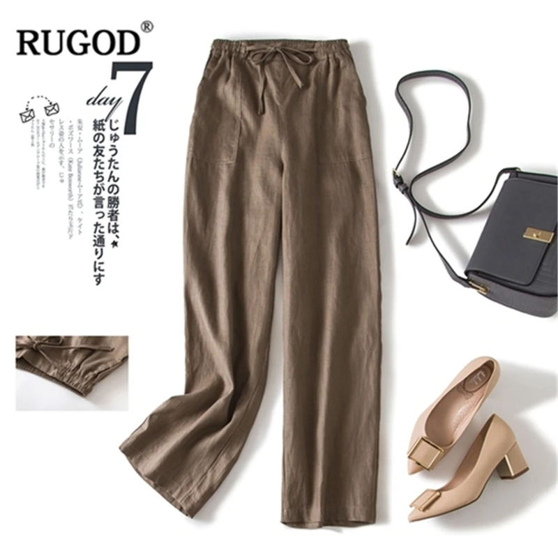 RUGOD New Arrival Women Simple Long Straight Pants Cutton And Linen Soft Loose Solid Trousers Casual Gentle Stylish штаны