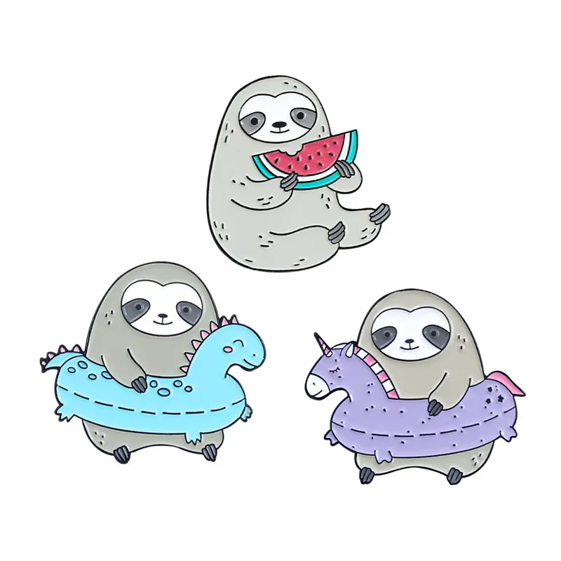

Creative Animal Brooches Badge Crazy Animal City Lightning Sloth Swim Enamel Pins Denim Collar Backpack Clothes Alloy Jewelry