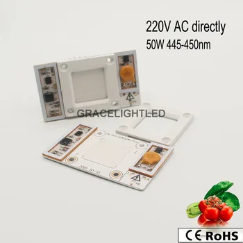 

1pcs AC 220V 230V 240V High Power 50W led chip built-in driver Royal Blue 440-445nm LED chip for floodlight