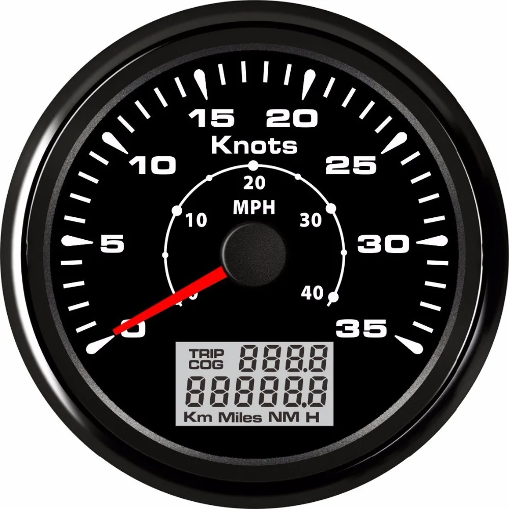 

85mm Universal GPS Speedometer Odometer 0-35Knots 0-40MPH LCD For Motorcycle Vessel With GPS Speed Sensor Backlight 12V 24V
