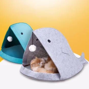 

Cute Felt Pet Cat Beds Nest Dog House Basket Rabbit Pet Cave Funny Fish-Type Pet Nest Portable Foldable Pupply House