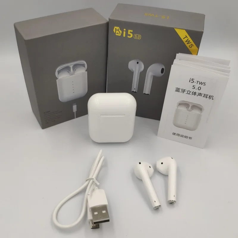 

2019 TWS earbuds i5 5.0 Wireless earphone Touch Control earphone bluetooth headset both side calling headphone