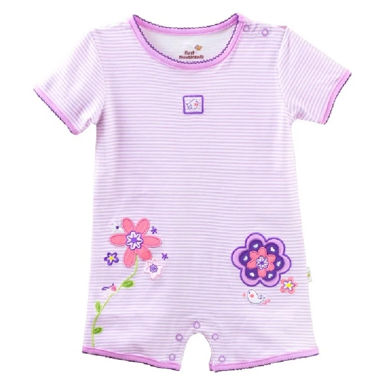 Brand New Baby Girls Rompers Shortalls stripe Short Sleeve Jumpsuits