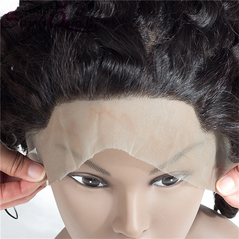 Soph Queen Deep Wave Brazlian Lace Frontal Closure Remy 100% Human Hair 13*4 Closure With Baby Hair Natural Color Hand Tied