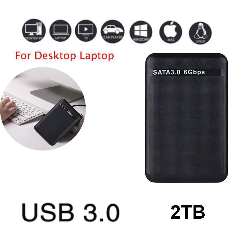 

2TB Disk USB 3.0 External SATA Hard Drive Enclosure Tool-free High Speed 2.5" SSD HDD Disk Case for Desktop Computer Laptop