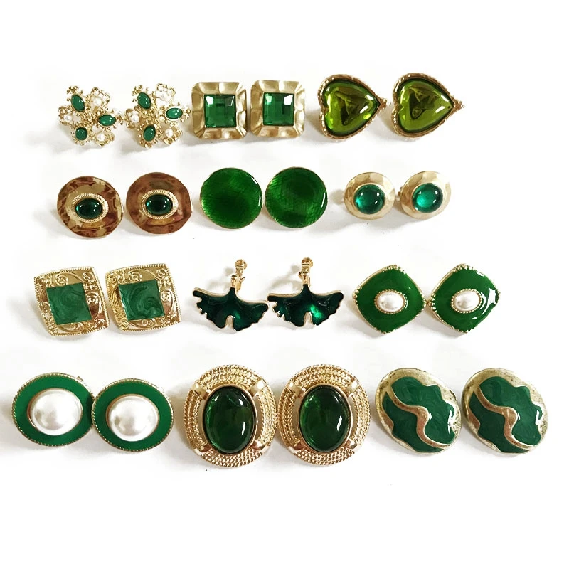Sweet Elegant Designs Clip Earring Fashion Multi Green Styles Jewelry For Women Party Birthday Gift ear clip earrings,clip earrings,ear clip