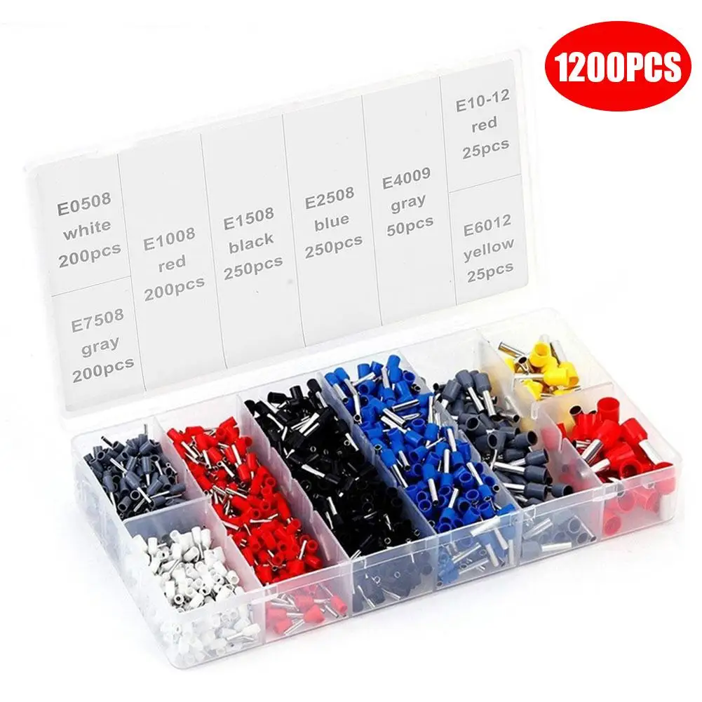 

1200Pcs/Set Cable Terminal Durable Connection Splitter Connector Metal Crimping Pliers Colour Wire Connection