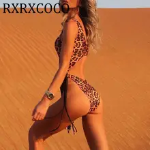 Женский купальник с леопардовым принтом, сдельный купальник,, сексуальный бразильский купальник, женский купальник с лямкой через шею, mayo monikini