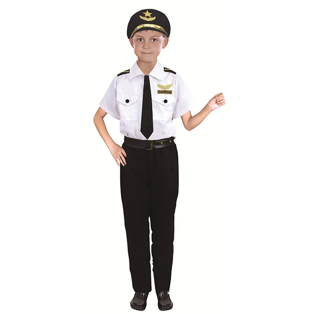 Kids Pilot Costumes Children Cosplay for Boys Girls Flight Attendant