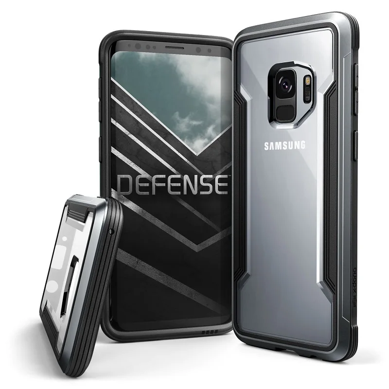Чехол X-Doria Defense Shield для samsung Galaxy S9 S9 Plus, защитный чехол в стиле милитари из алюминия - Цвет: Black