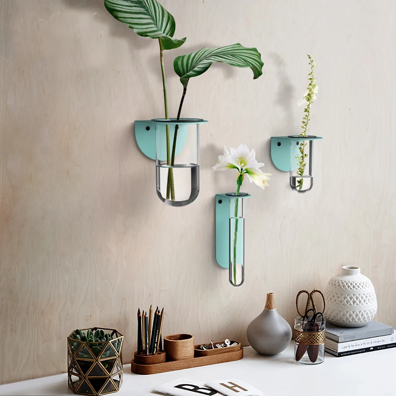 Скандинавские настенные украшения держатели для хранения стойки цветочные растения ваза Современная дизайнерская вешалка металлические рельсы