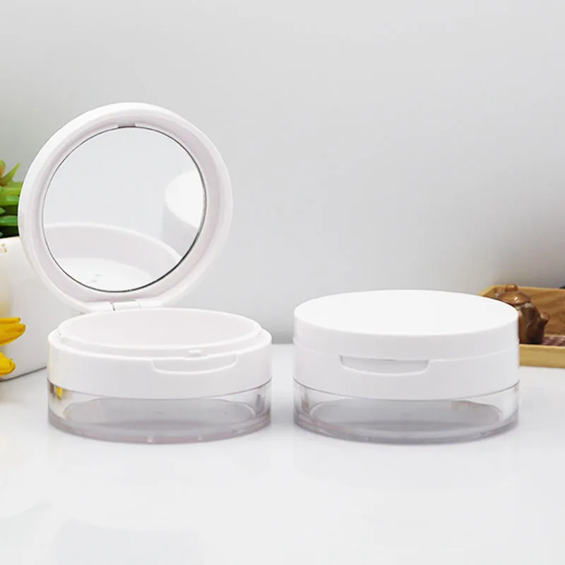 

20g Empty Loose Powder Compact Bottle Jar Pot with Mirror Empty Cosmetic Container Plastic Face Powder Sifter Case Box 10pcs/lot
