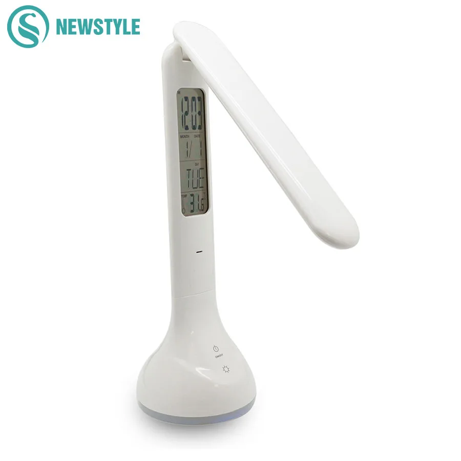 

LED Desk Lamp Foldable Dimmable Touch Table Lamp with Calendar Temperature Alarm Clock table Light night lights