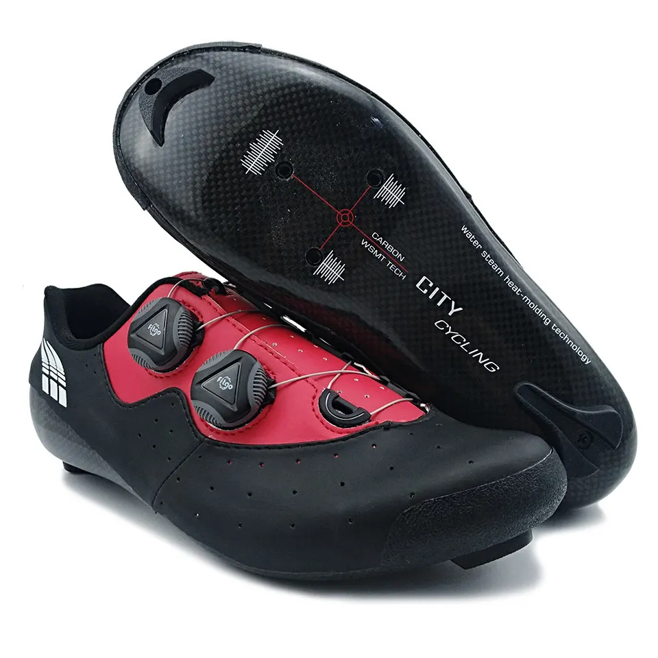 Zapatos de Ciclismo de carretera heatmolable fibra de carbono zapatos de bicicleta de carretera autobloqueo respirable bicicleta de carretera zapatillas de bicicleta zapatos de Ciclismo