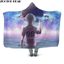 2019 модные носимых одеяло с капюшоном для взрослых Забавный мальчик аниме, плюшевая Одеяло Повседневное Флисовое одеяло дома молодежи